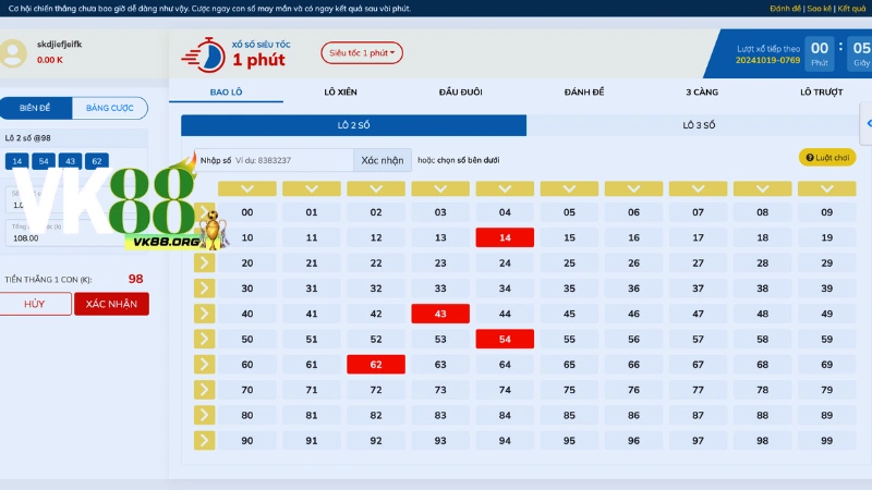 Các loại hình xổ số siêu tốc VK88 thịnh hành nhất