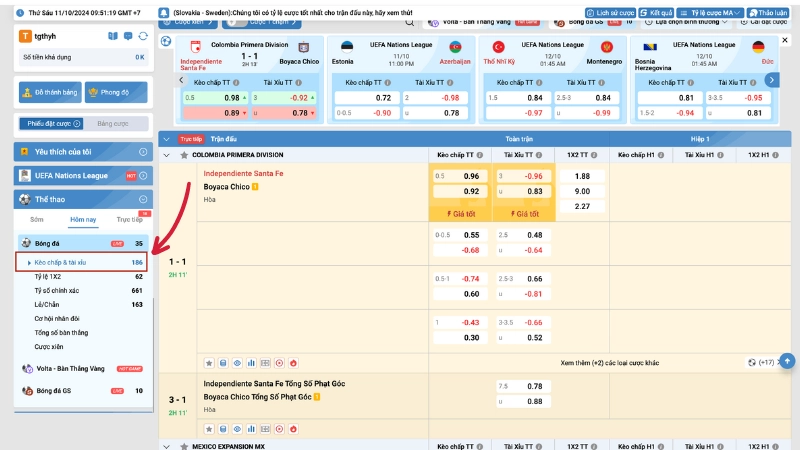 Loại kèo chấp nữa trái phổ biến tại VK88