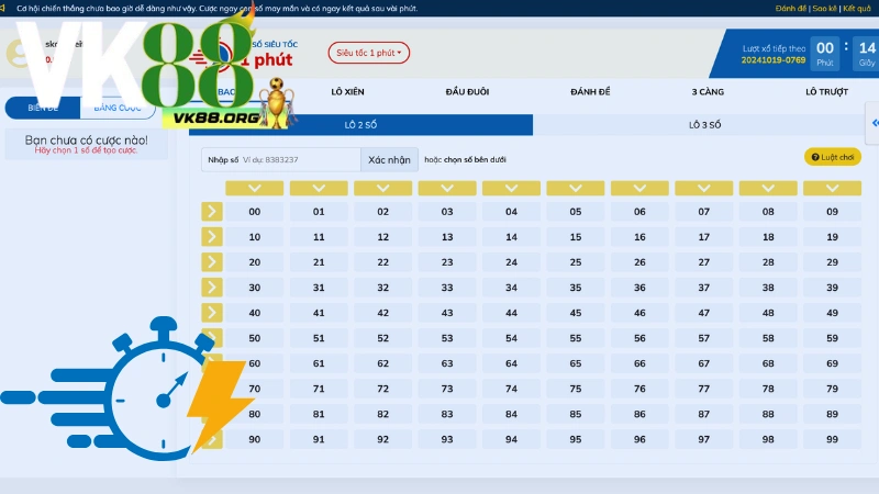 Ưu điểm của sảnh chơi xổ số siêu tốc VK88
