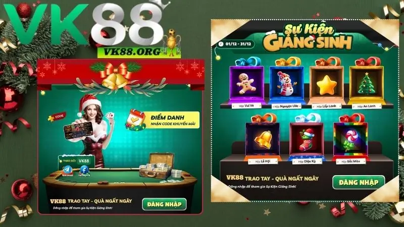 Các khuyến mãi có tại sự kiện Giáng Sinh của VK88