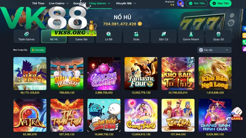 Những sản phẩm Nổ Hũ nổi bật nhất tại VK88