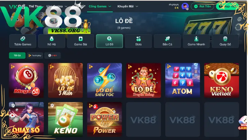 Các thể loại hấp dẫn có tại Xổ Số VK88 dành cho bet thủ